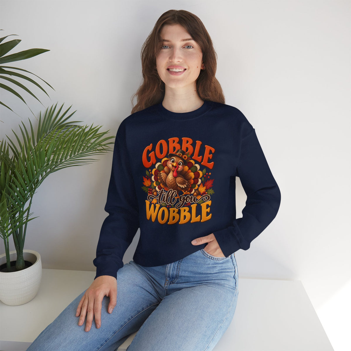 Thanksgiving Turkey 'Gobble Till You Wobble' Crewneck Sweatshirt