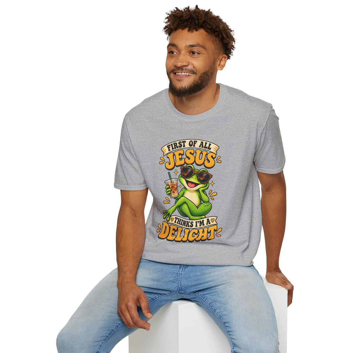 Jesus Frog T-Shirt — "First of All Jesus" Cute Frog Christian Tee