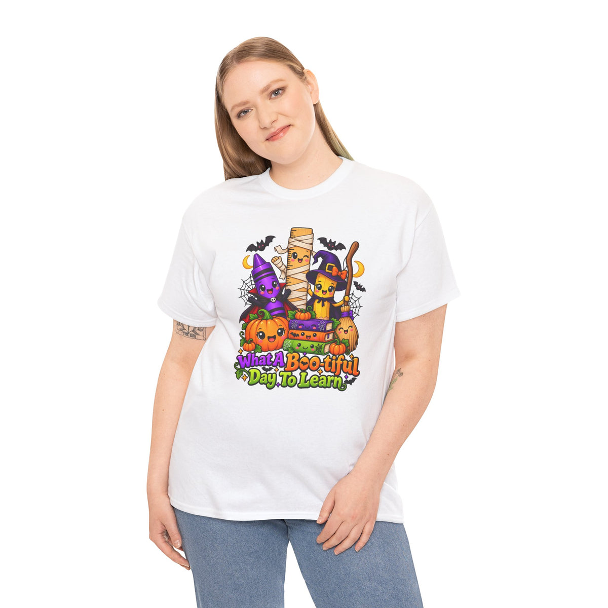 Halloween Teacher Tee — "What A Boo-tiful Day To Learn" Kids' Classroom Shirt