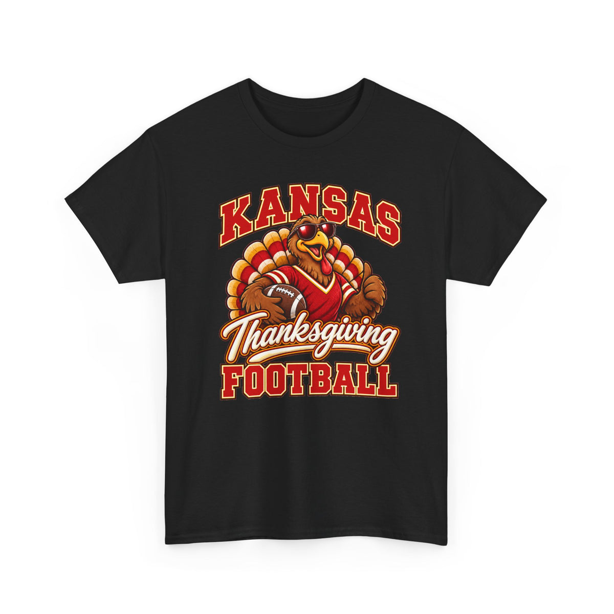 Kansas Thanksgiving Football T‑Shirt — Turkey Mascot Holiday Game Tee