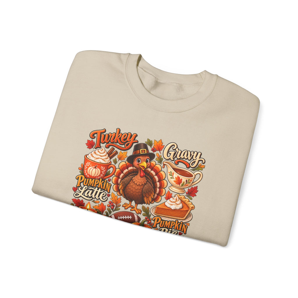 Thankful Thanksgiving Sweatshirt — Cute Turkey & Fall Harvest Crewneck