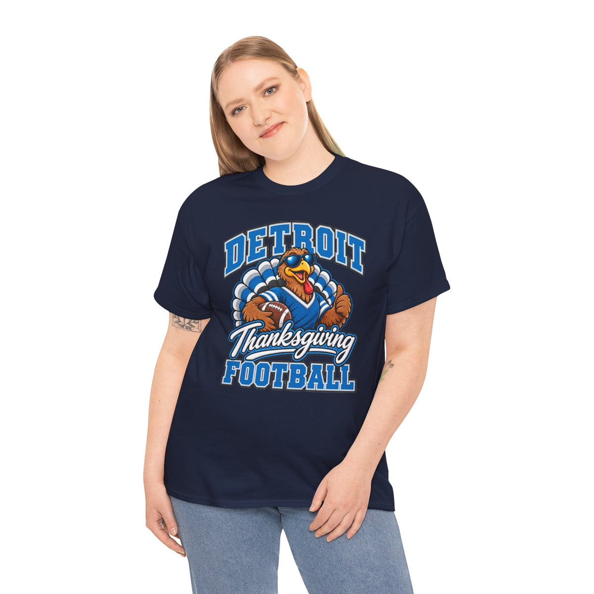 Detroit Thanksgiving Football Tee — Turkey Mascot Game Day Shirt