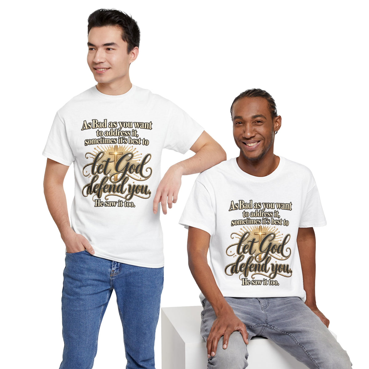 Let God Defend You Inspirational Christian T-Shirt