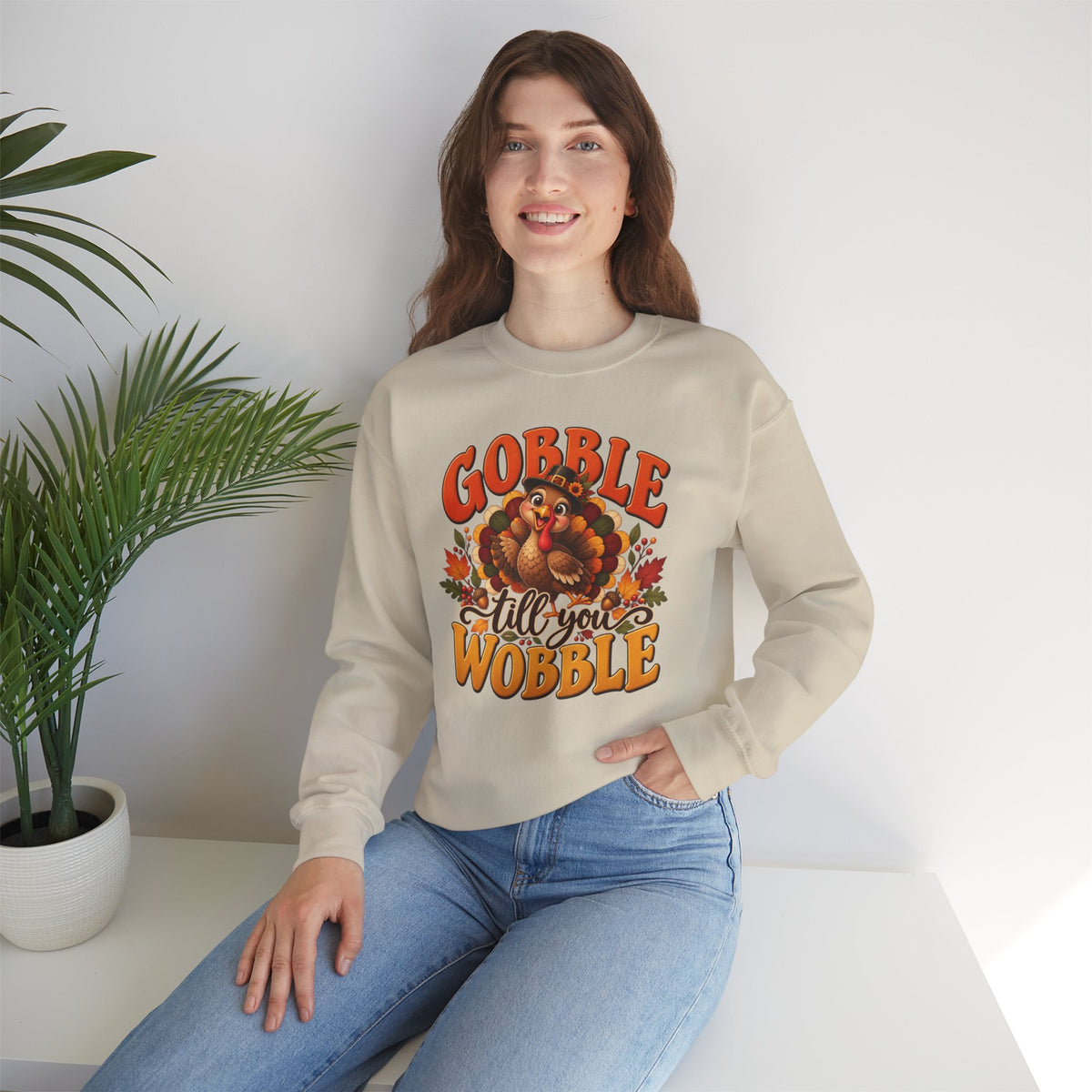 Thanksgiving Turkey 'Gobble Till You Wobble' Crewneck Sweatshirt