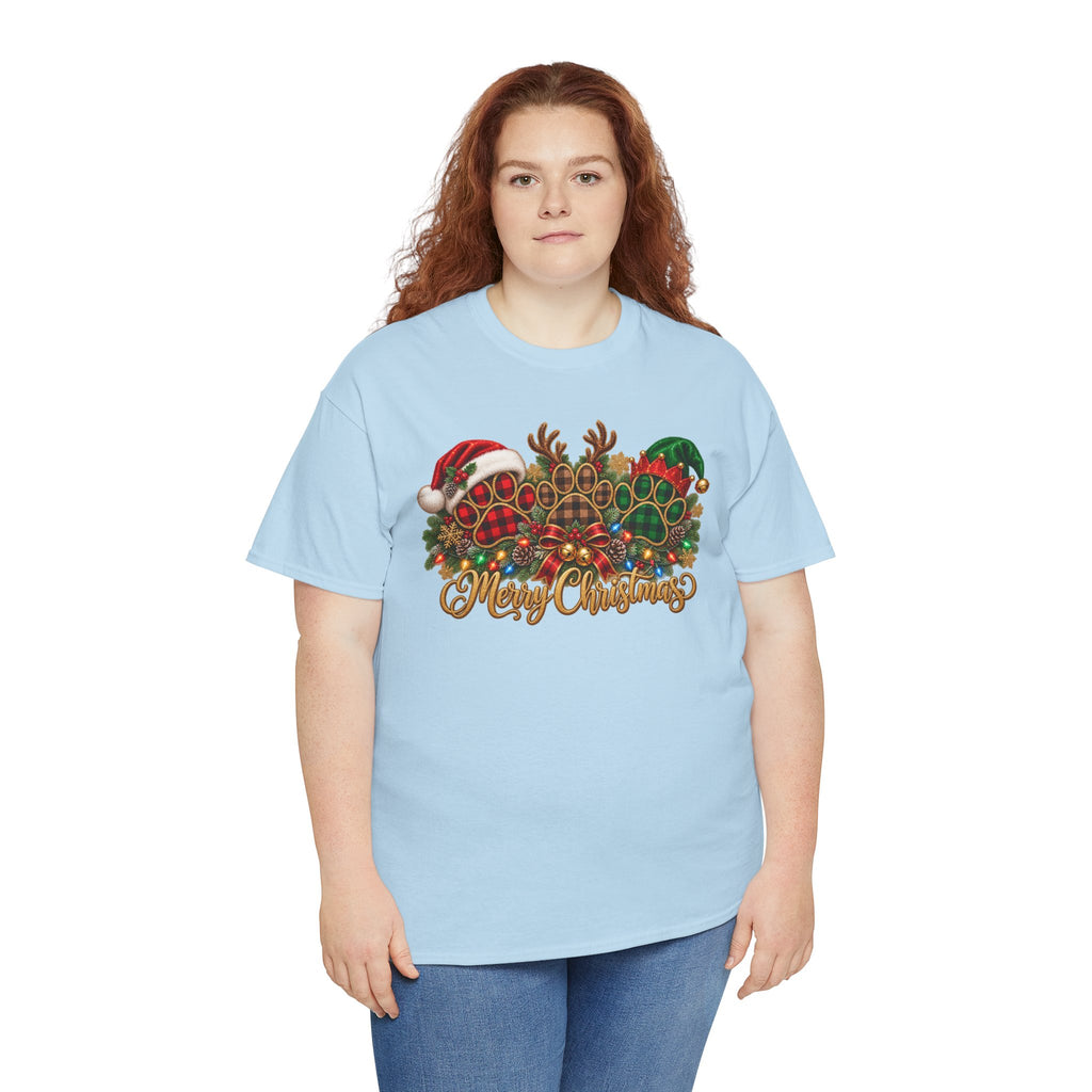 Merry Christmas Paw Prints Holiday Graphic Tee