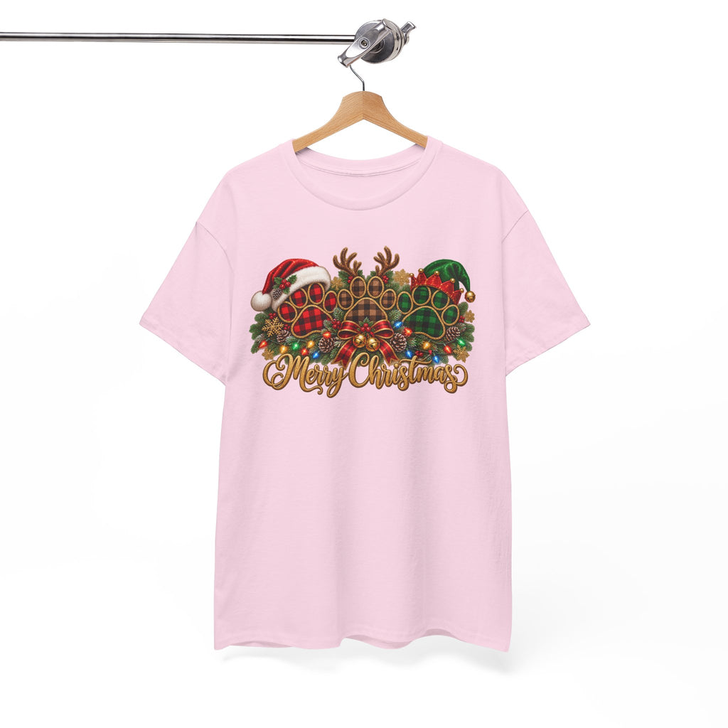 Merry Christmas Paw Prints Holiday Graphic Tee