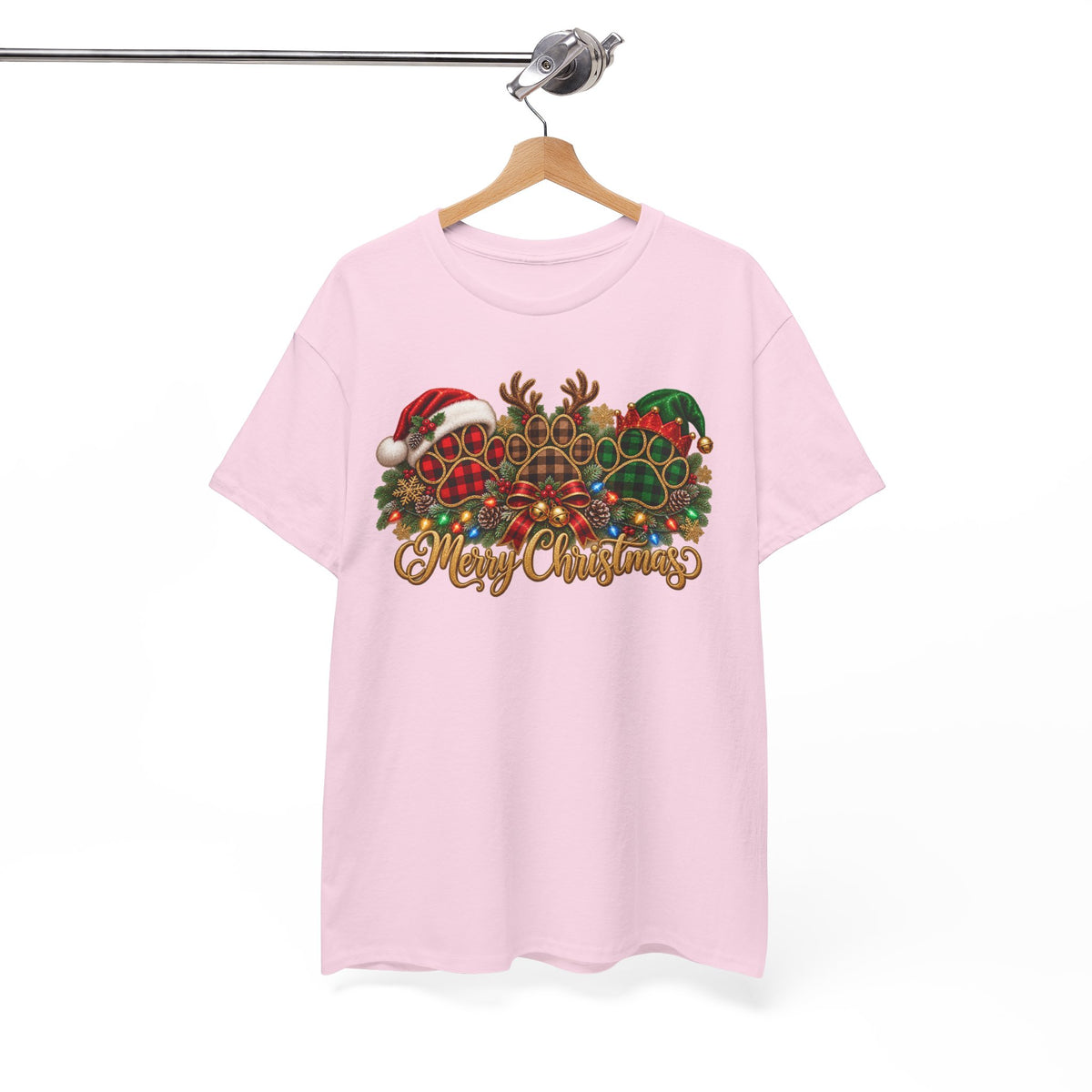 Merry Christmas Paw Prints Holiday Graphic Tee