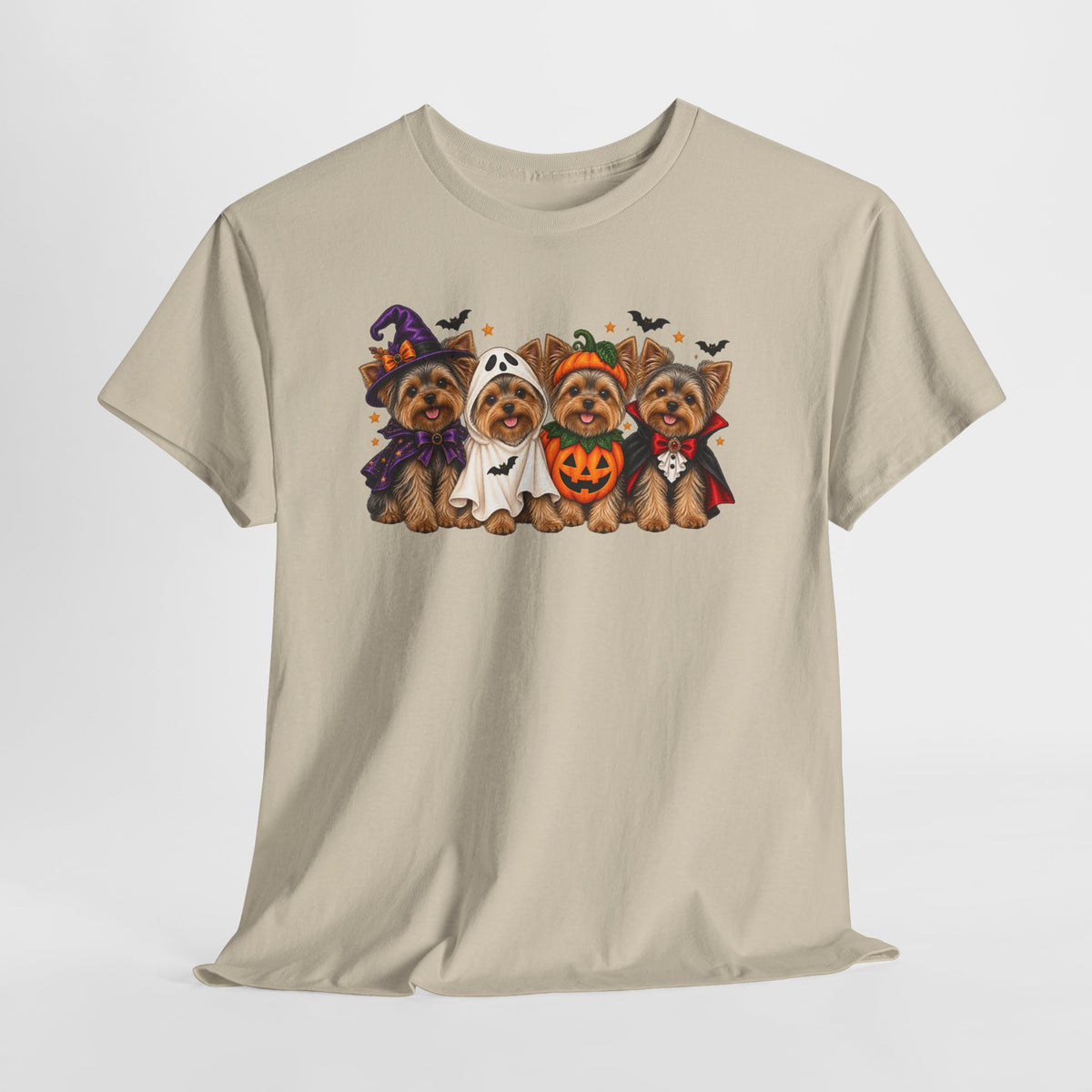 Halloween Yorkie T-Shirt — Cute Yorkies in Costumes (Pumpkin, Ghost, Witch, Vampire)