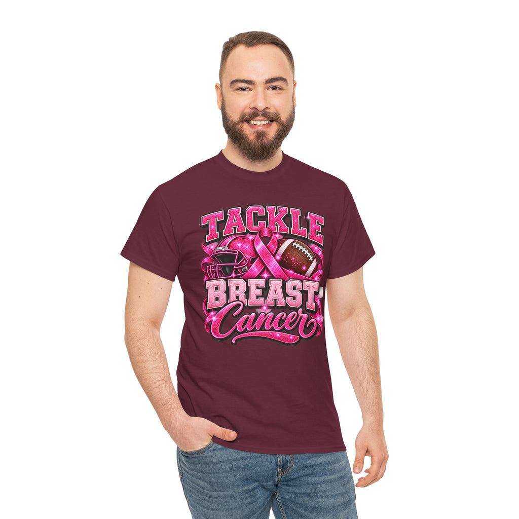 T-Shirt — "Tackle Breast Cancer" Pink Football Awareness Tee