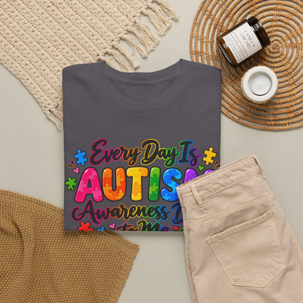 Autism Awareness T-Shirt — "Every Day Is Autism Awareness Day to Me" Colorful Puzzle Tee
