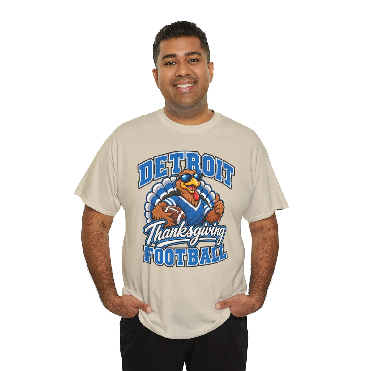 Detroit Thanksgiving Football Tee — Turkey Mascot Game Day Shirt