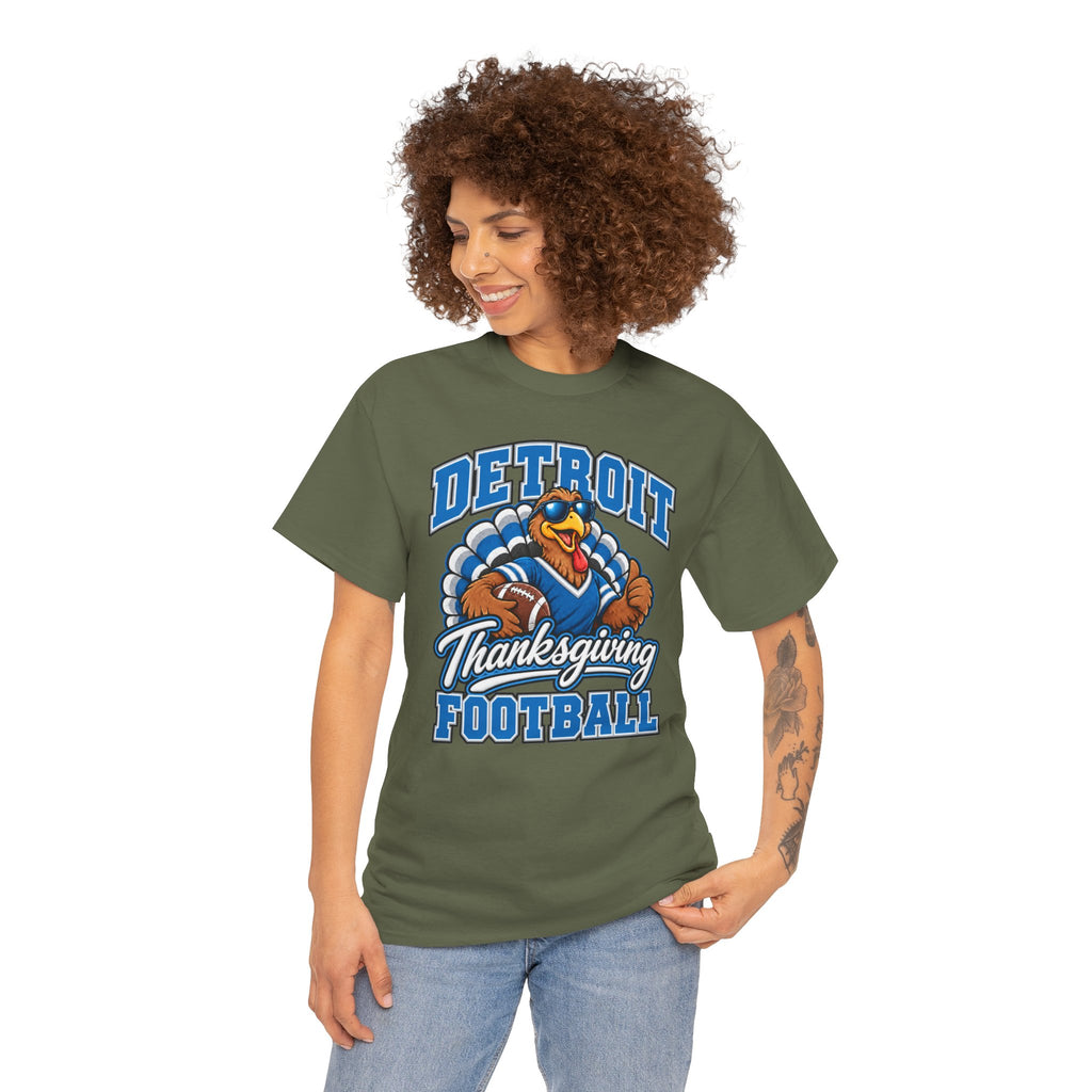 Detroit Thanksgiving Football Tee — Turkey Mascot Game Day Shirt