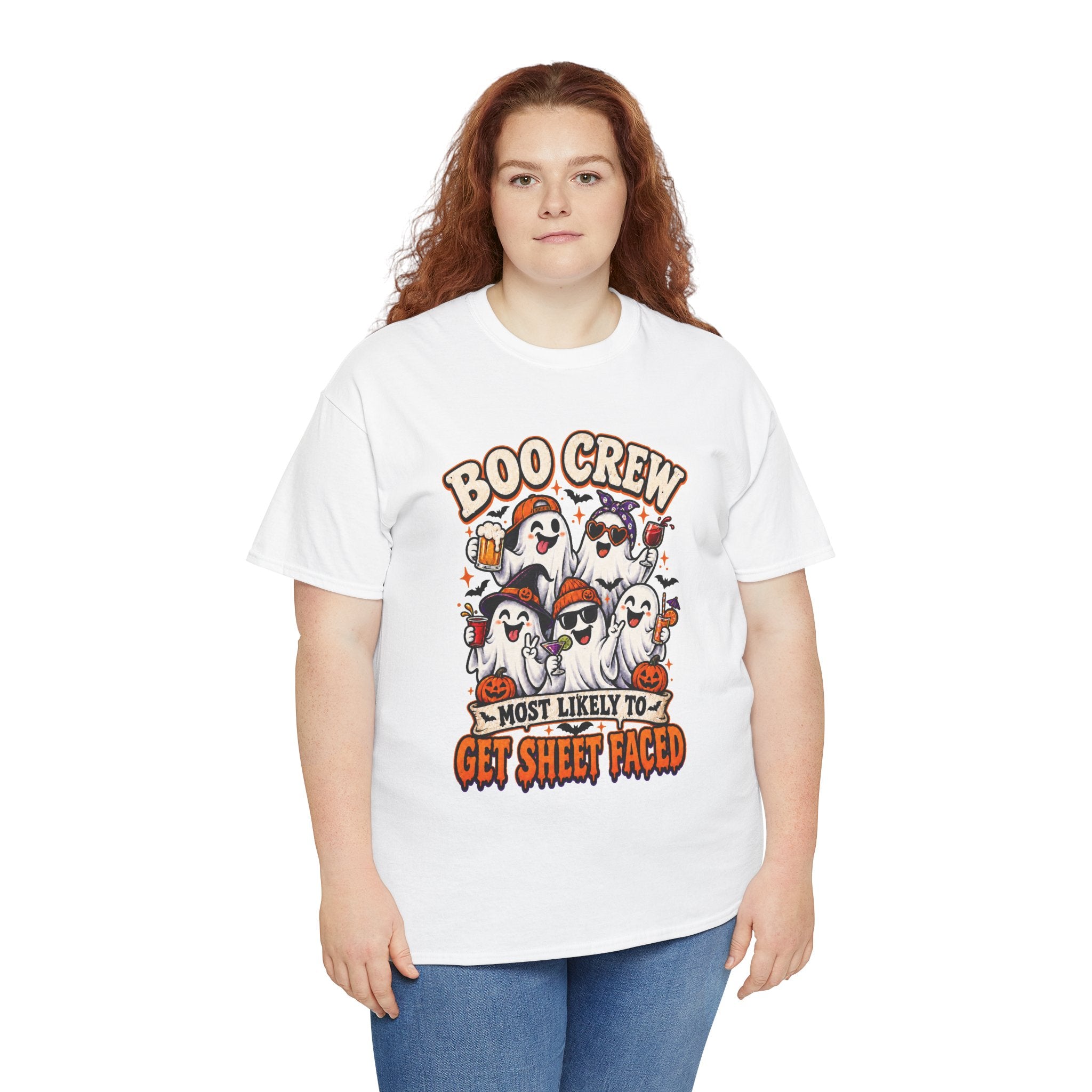 Boo Crew Halloween T-Shirt — “Most Likely to Get Sheet Faced” Funny Ghost Party Tee
