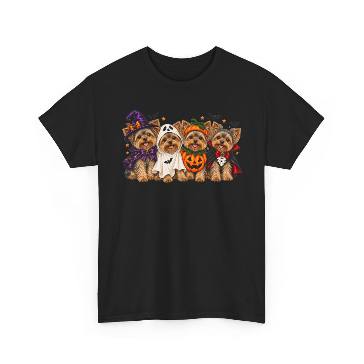 Halloween Yorkie T-Shirt — Cute Yorkies in Costumes (Pumpkin, Ghost, Witch, Vampire)