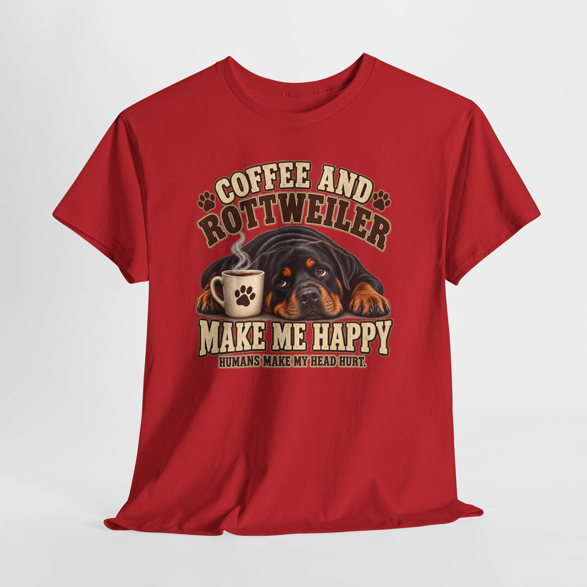 Coffee and Rottweiler Tee — "Coffee and Rottweiler Make Me Happy" Dog Lover Shirt