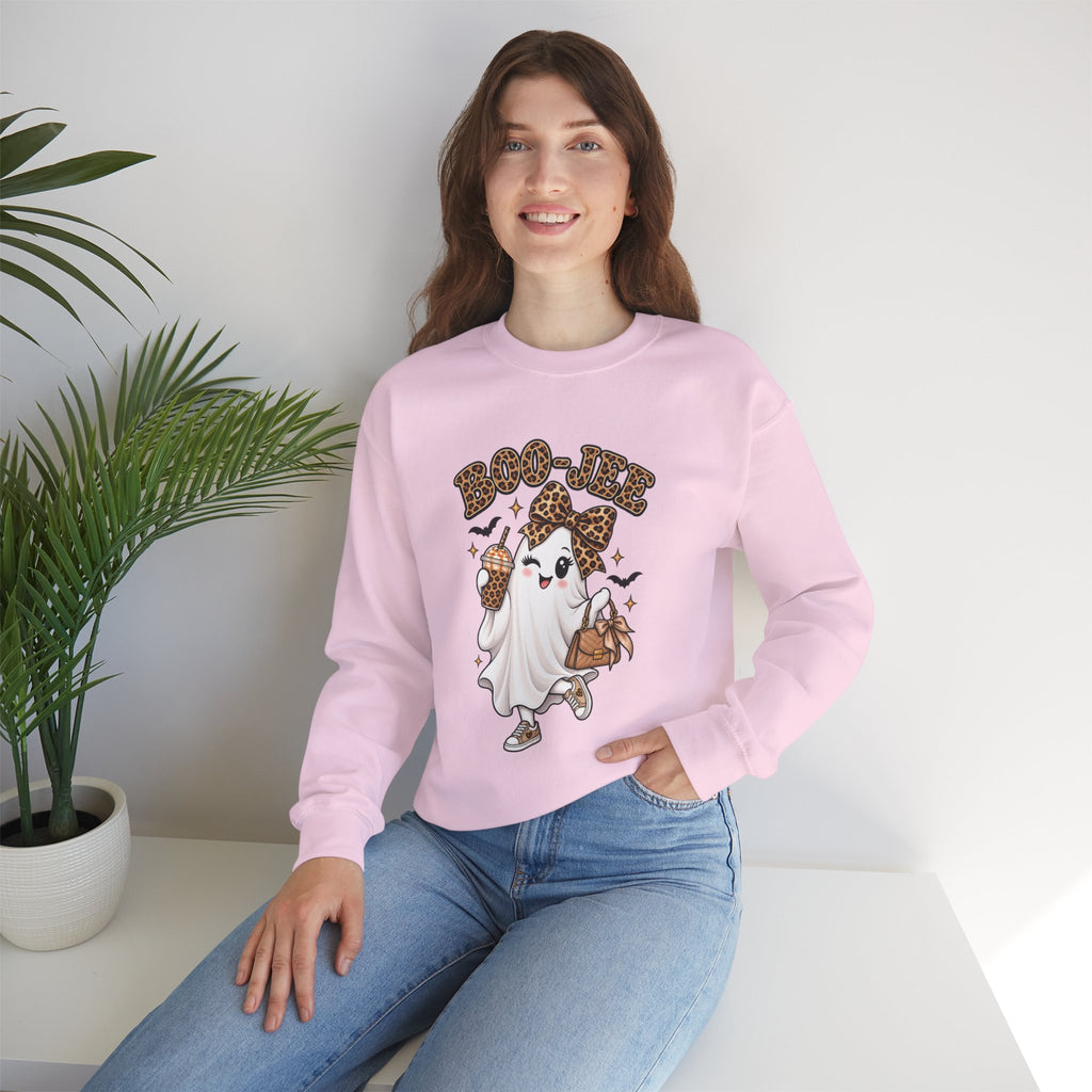Ghost Trick Crewneck Sweatshirt — "Boo-tiful" Leopard Halloween Ghost Design