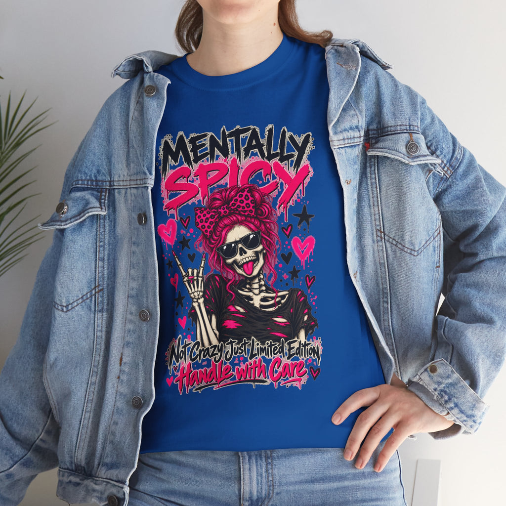 Mentally Spicy Skeleton Graphic T-Shirt