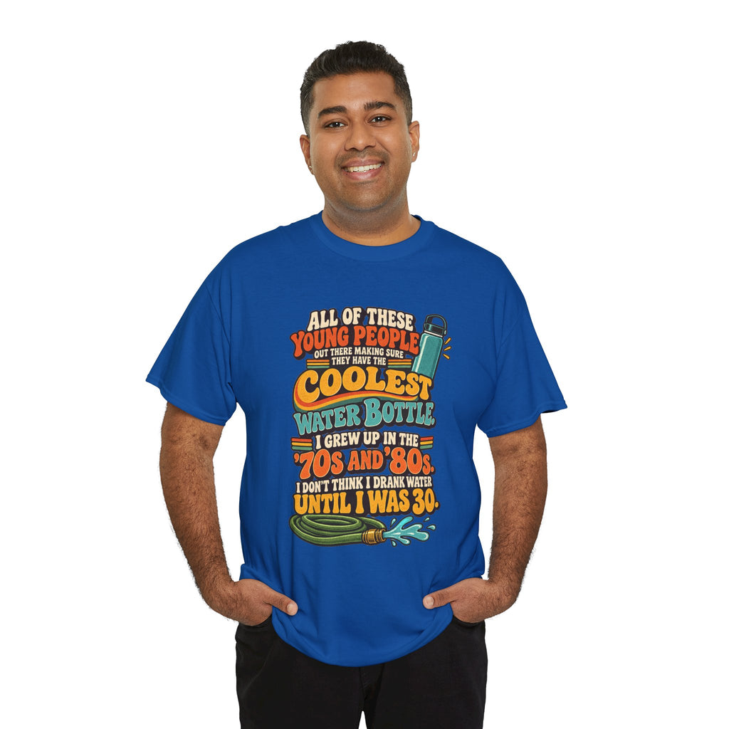 Retro 70s-80s Funny Water Bottle Tee — "Coolest Water Bottle" Graphic T-Shirt