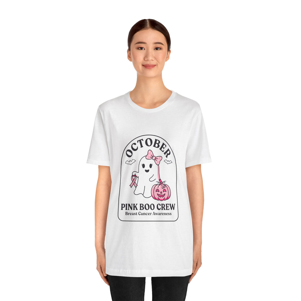 October Pink Boo Crew Tee — Breast Cancer Awareness Ghost T-Shirt