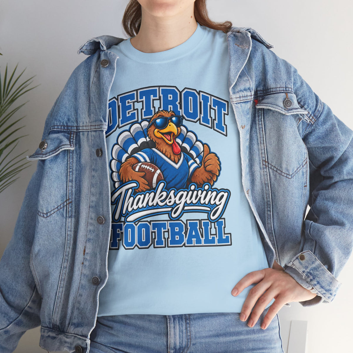 Detroit Thanksgiving Football Tee — Turkey Mascot Game Day Shirt