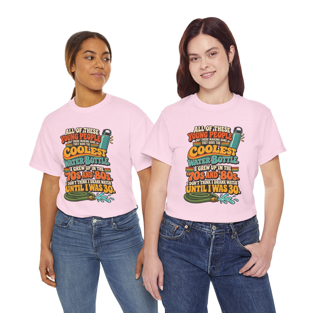 Retro 70s-80s Funny Water Bottle Tee — "Coolest Water Bottle" Graphic T-Shirt