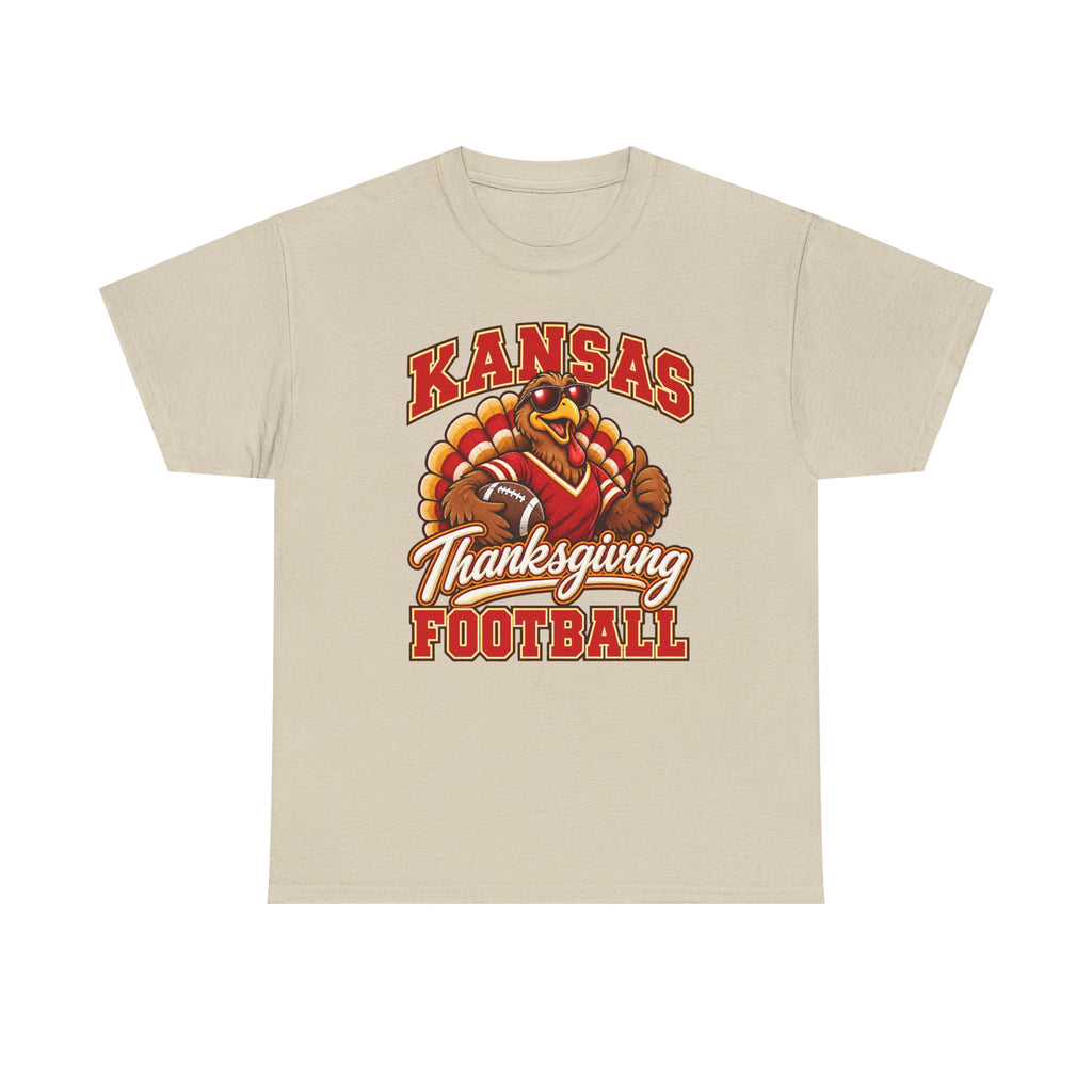 Kansas Thanksgiving Football T‑Shirt — Turkey Mascot Holiday Game Tee