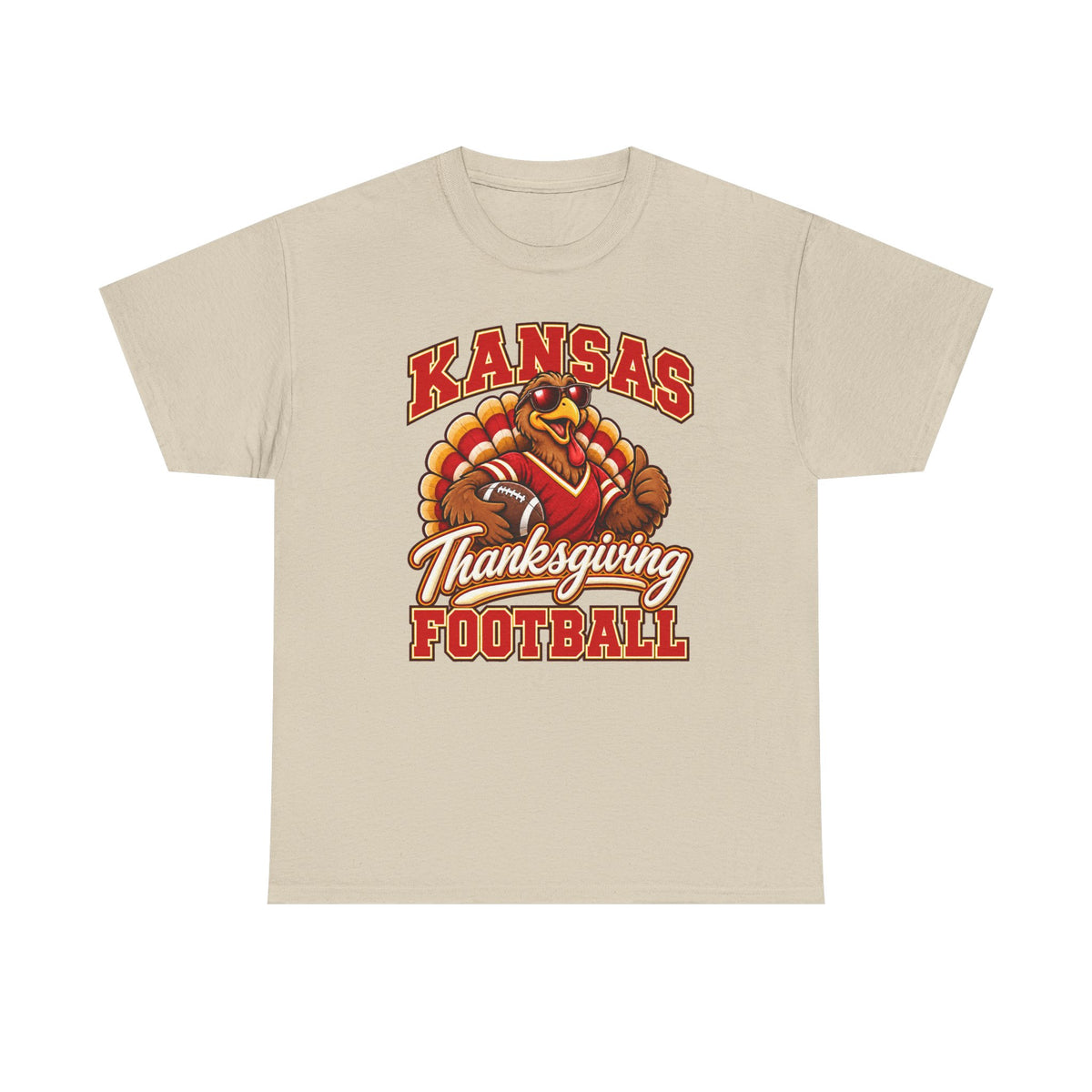 Kansas Thanksgiving Football T‑Shirt — Turkey Mascot Holiday Game Tee