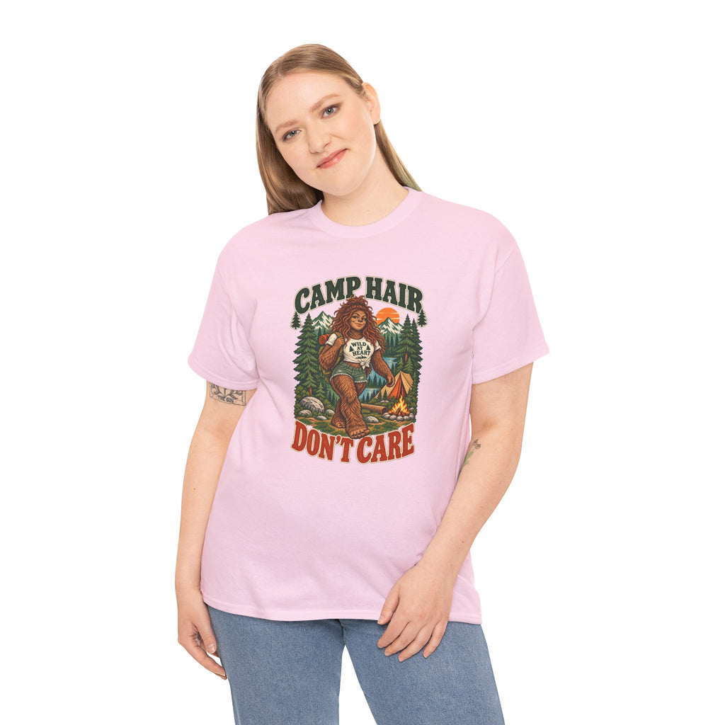 Camp Hair Don't Care T-Shirt — Retro Camping Graphic Tee