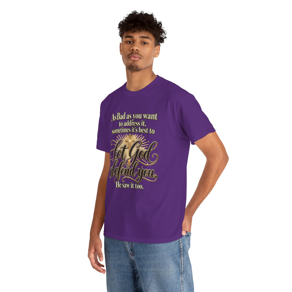 Let God Defend You Inspirational Christian T-Shirt