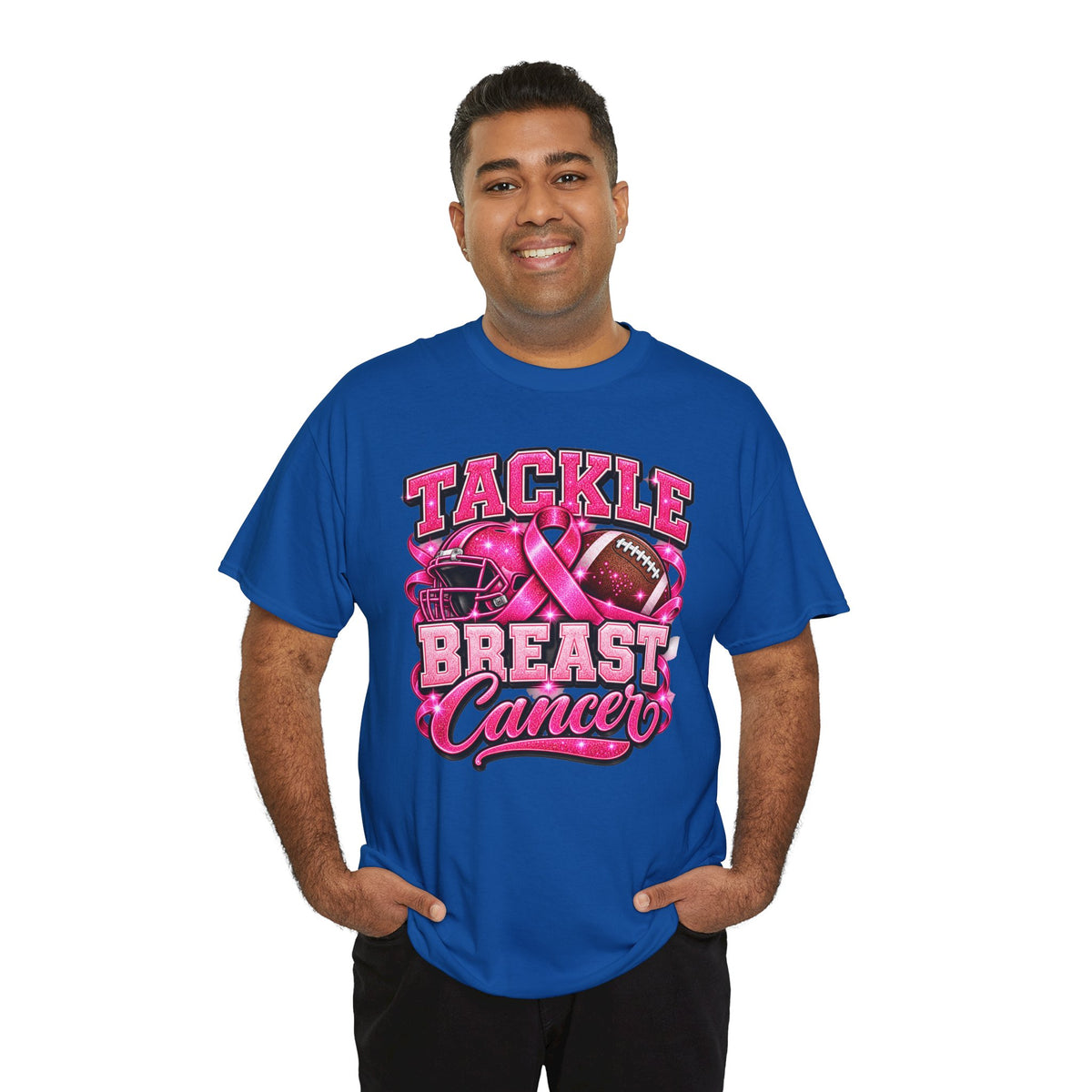 T-Shirt — "Tackle Breast Cancer" Pink Football Awareness Tee