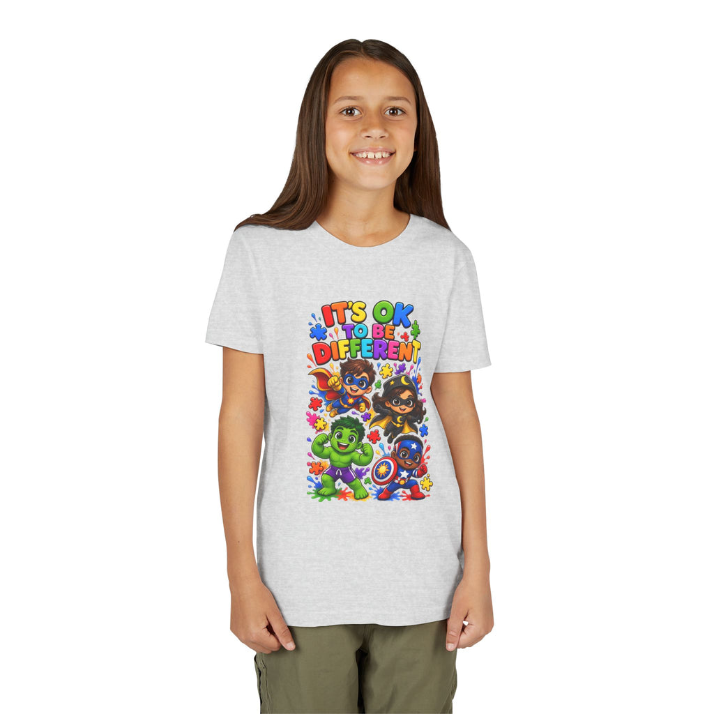 Kids T-Shirt — "It's OK to Be Different" Colorful Superhero Diversity Tee