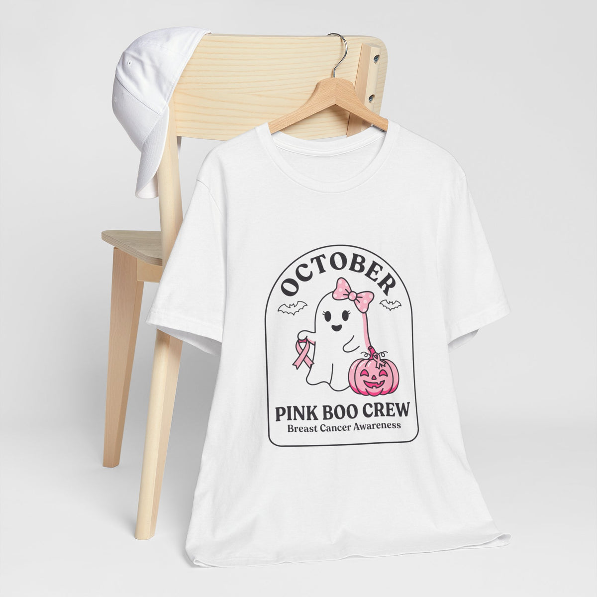 October Pink Boo Crew Tee — Breast Cancer Awareness Ghost T-Shirt