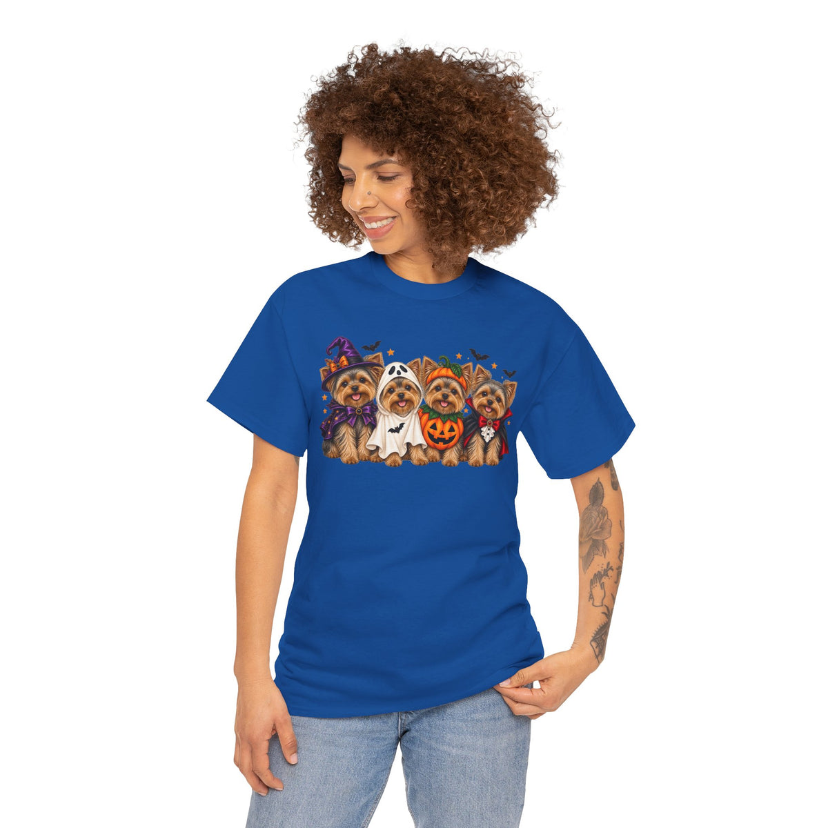 Halloween Yorkie T-Shirt — Cute Yorkies in Costumes (Pumpkin, Ghost, Witch, Vampire)