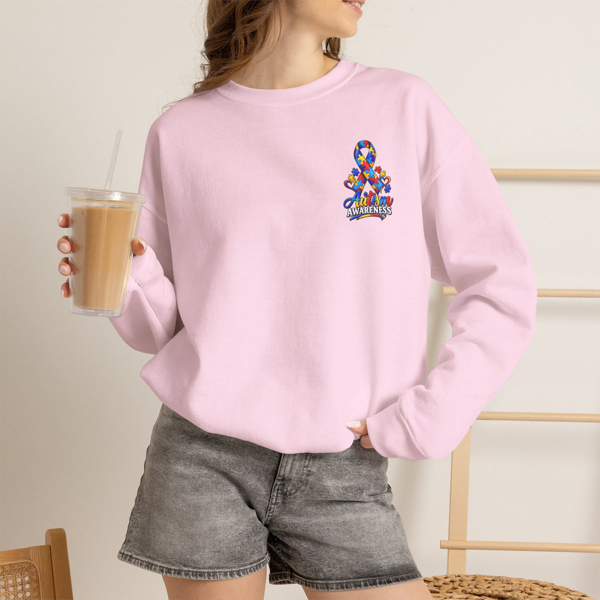 Autism Awareness Crewneck Sweatshirt — Color Outside the Lines Design