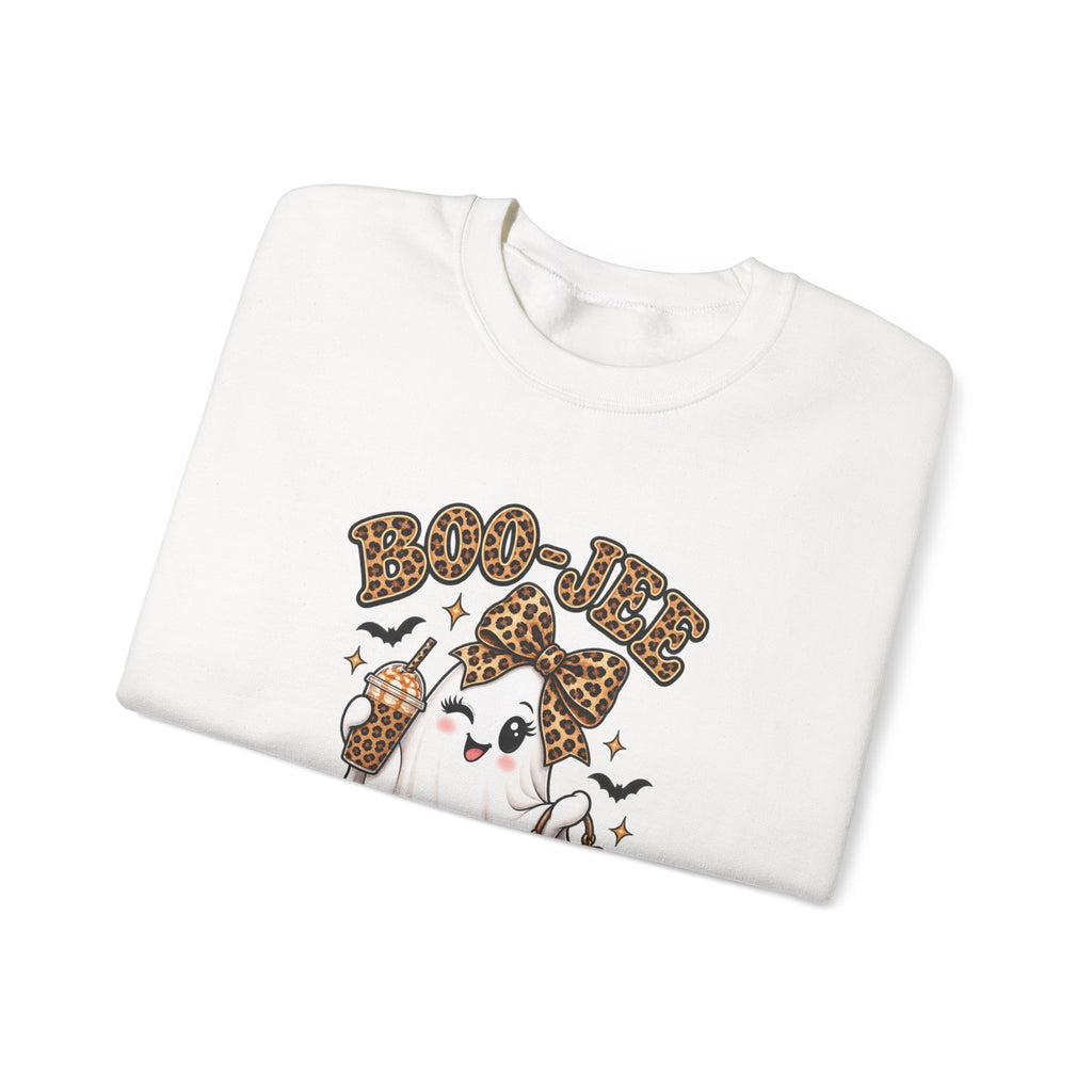 Ghost Trick Crewneck Sweatshirt — "Boo-tiful" Leopard Halloween Ghost Design