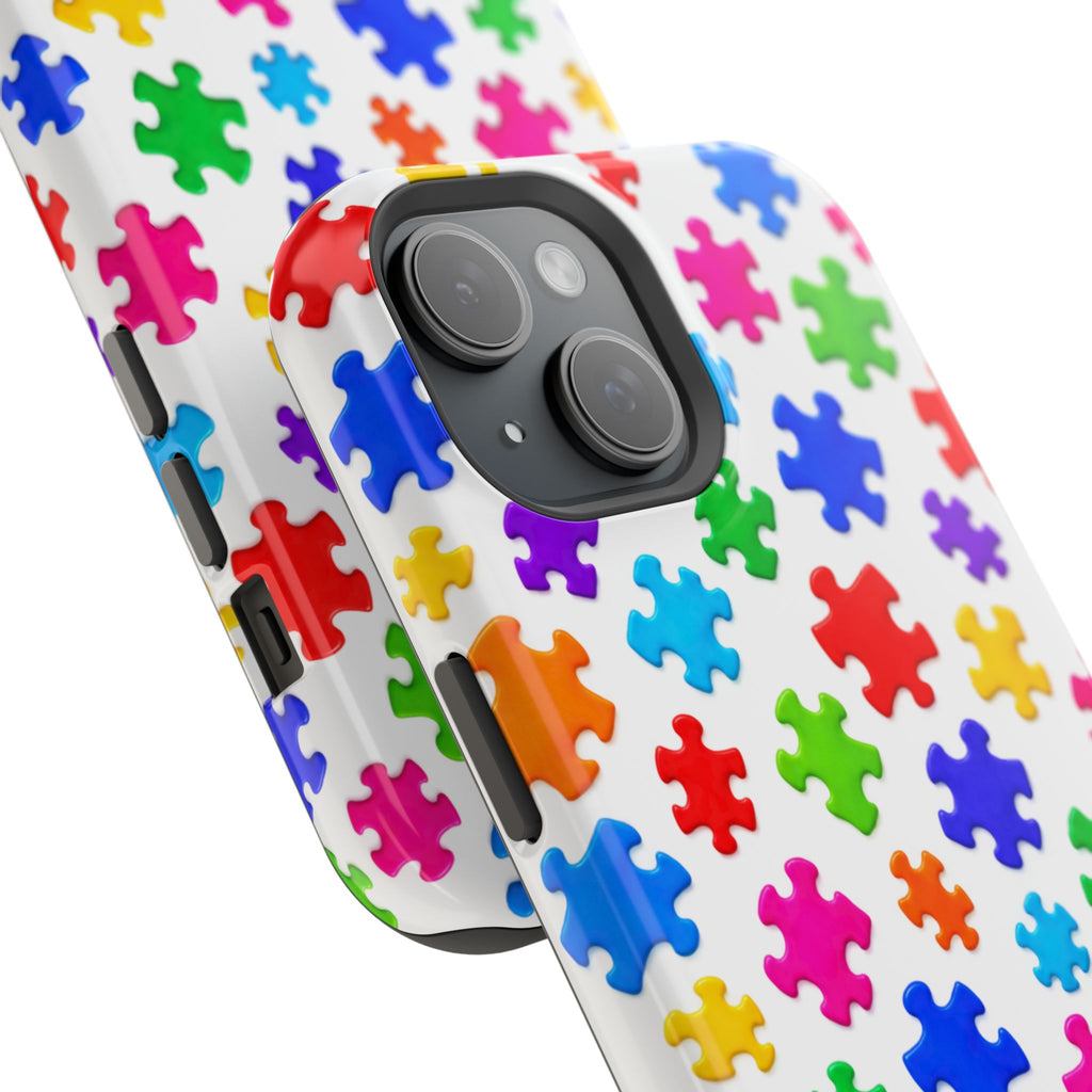 Autism Puzzle Pattern Magnetic Impact-Resistant Phone Case
