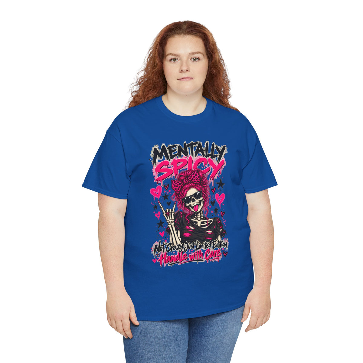 Mentally Spicy Skeleton Graphic T-Shirt