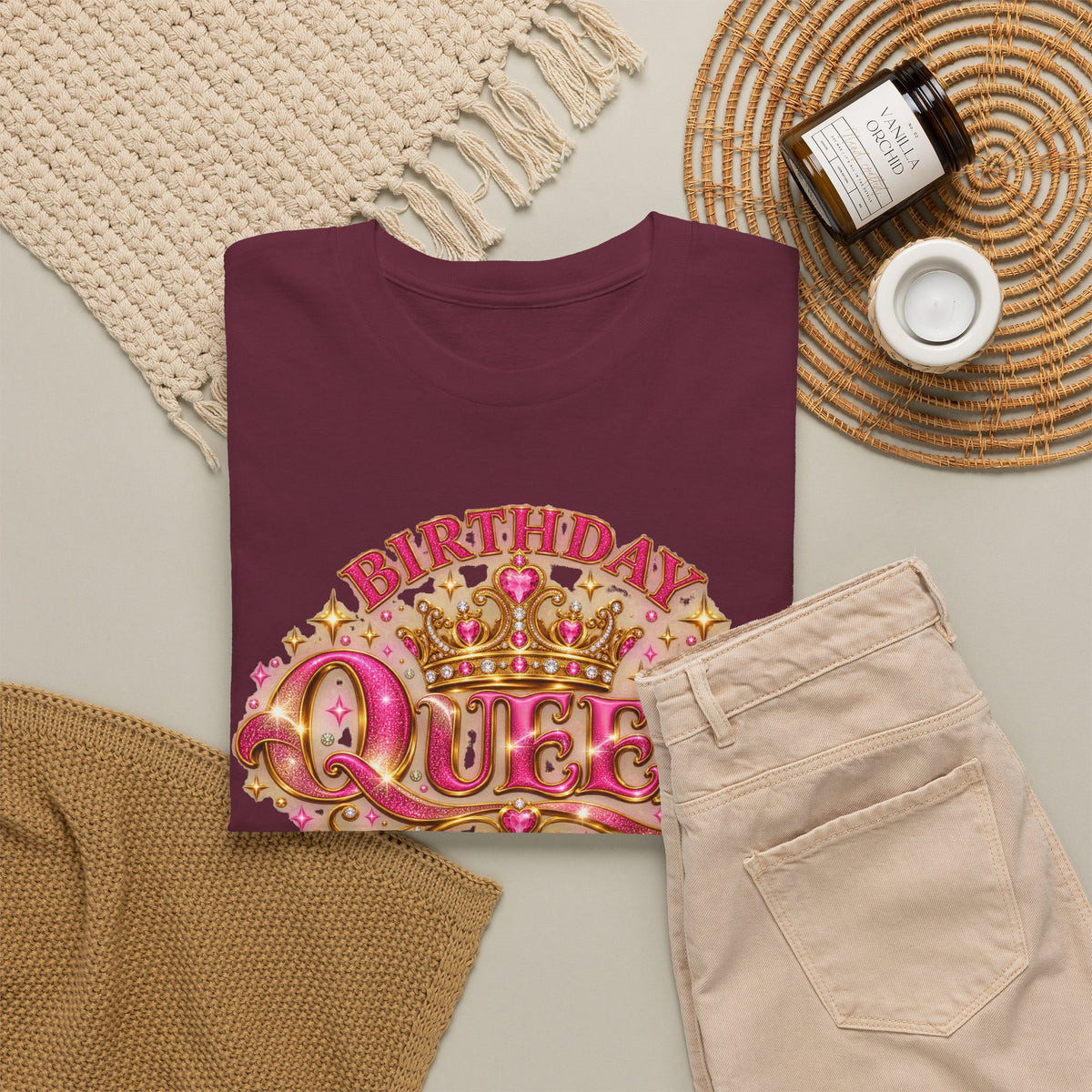 Birthday Queen Graphic T-Shirt | Pink & Gold Crown