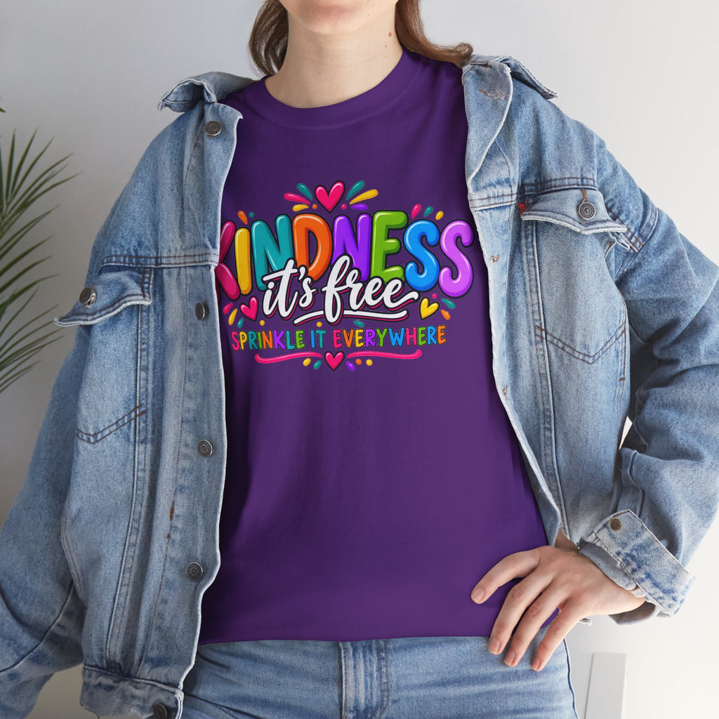 Kindness Is Free Rainbow Tee — Cute Positive Message T-Shirt