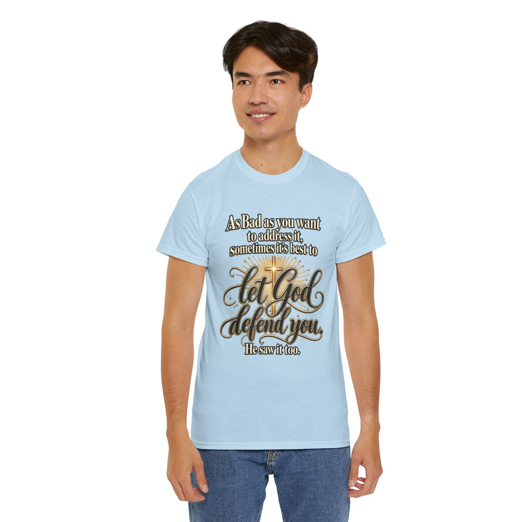 Let God Defend You Inspirational Christian T-Shirt