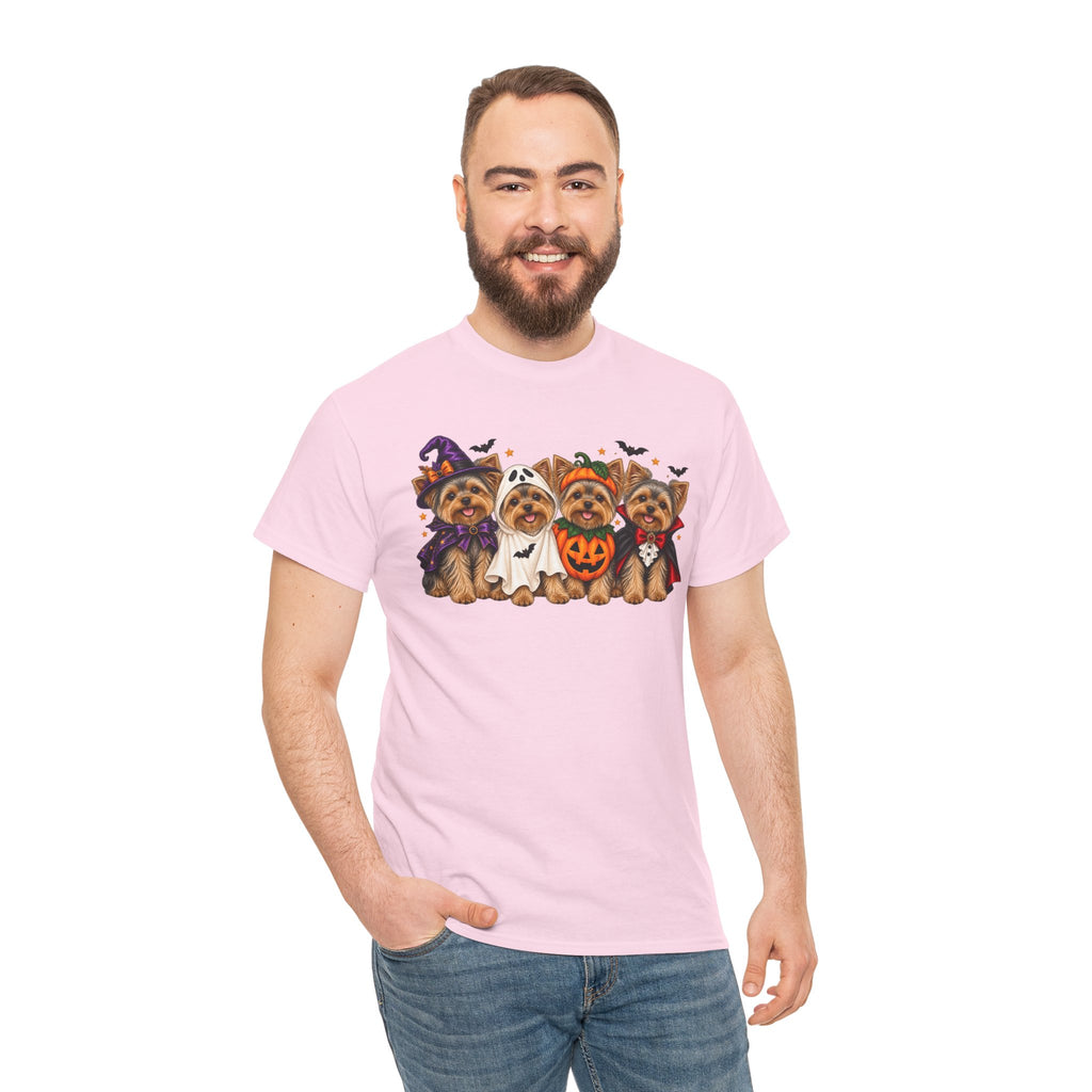 Halloween Yorkie T-Shirt — Cute Yorkies in Costumes (Pumpkin, Ghost, Witch, Vampire)