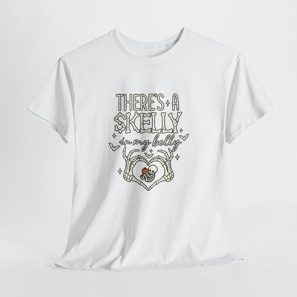 Skeleton Heart T‑Shirt — "There's a Skelly in My Belly" Cute Halloween Tee