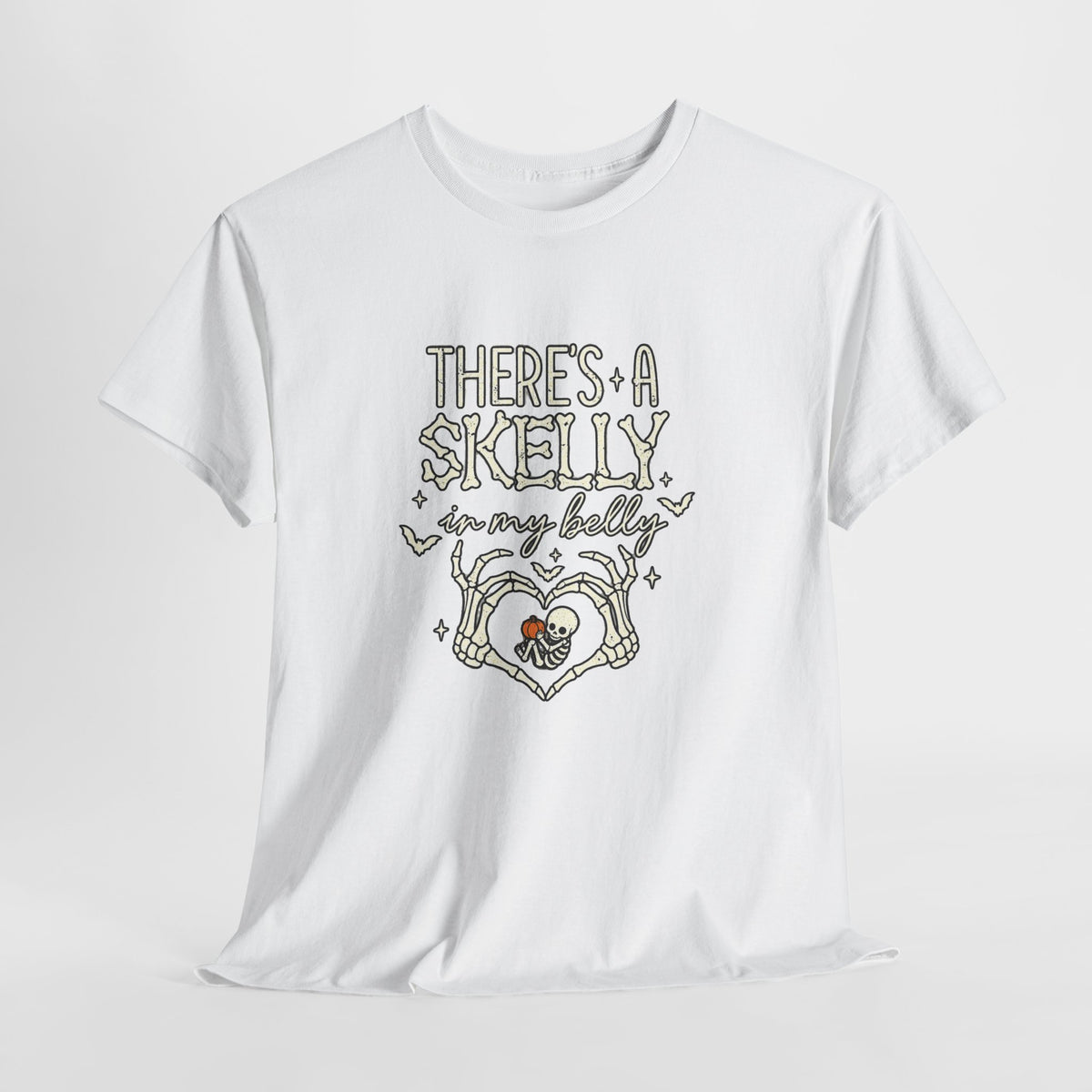Skeleton Heart T‑Shirt — "There's a Skelly in My Belly" Cute Halloween Tee