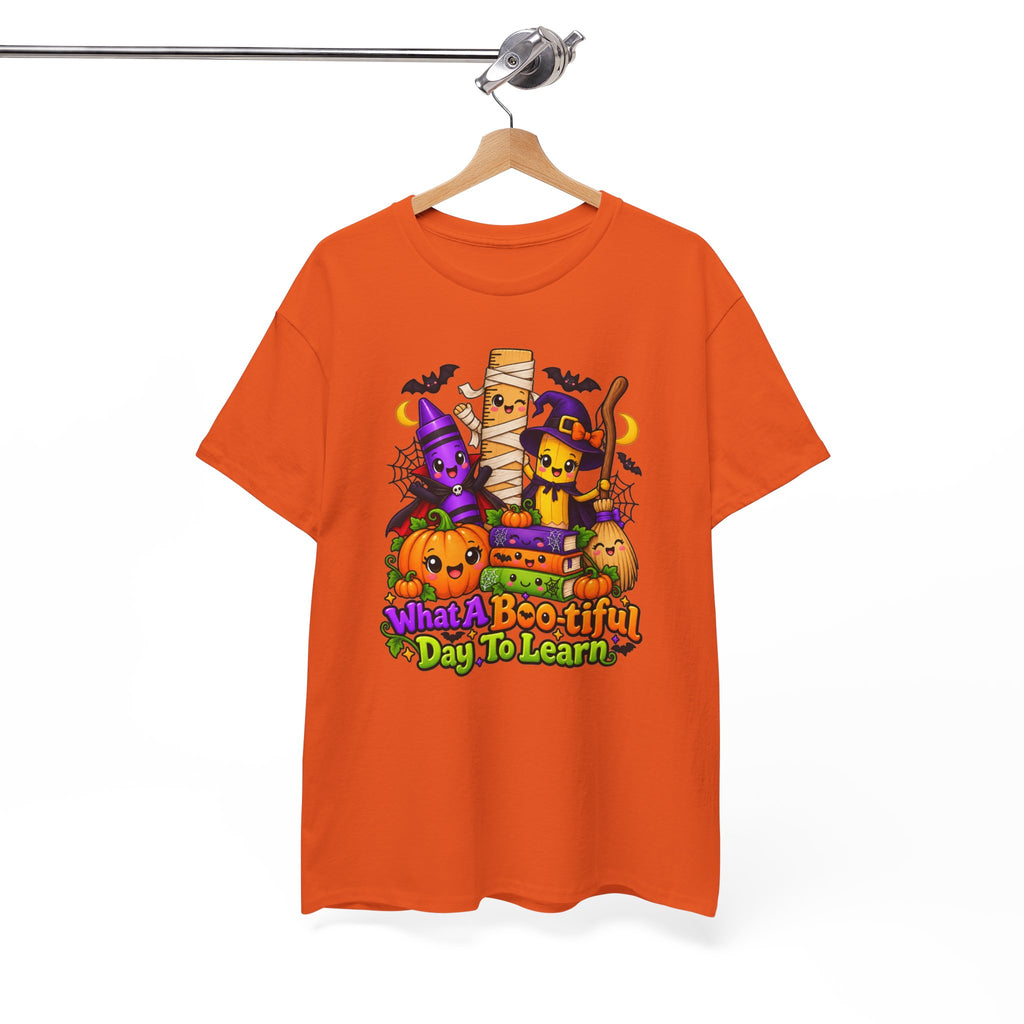 Halloween Teacher Tee — "What A Boo-tiful Day To Learn" Kids' Classroom Shirt