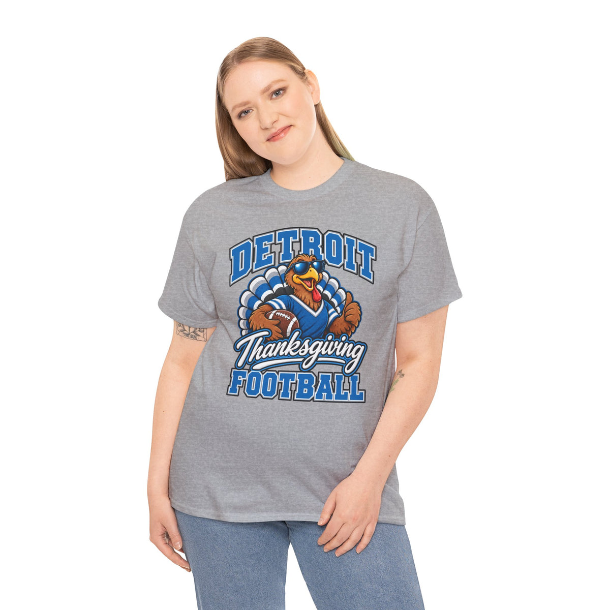 Detroit Thanksgiving Football Tee — Turkey Mascot Game Day Shirt