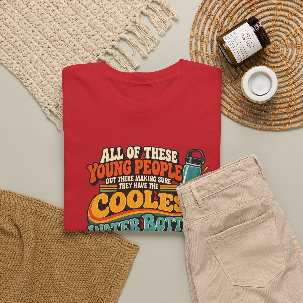 Retro 70s-80s Funny Water Bottle Tee — "Coolest Water Bottle" Graphic T-Shirt