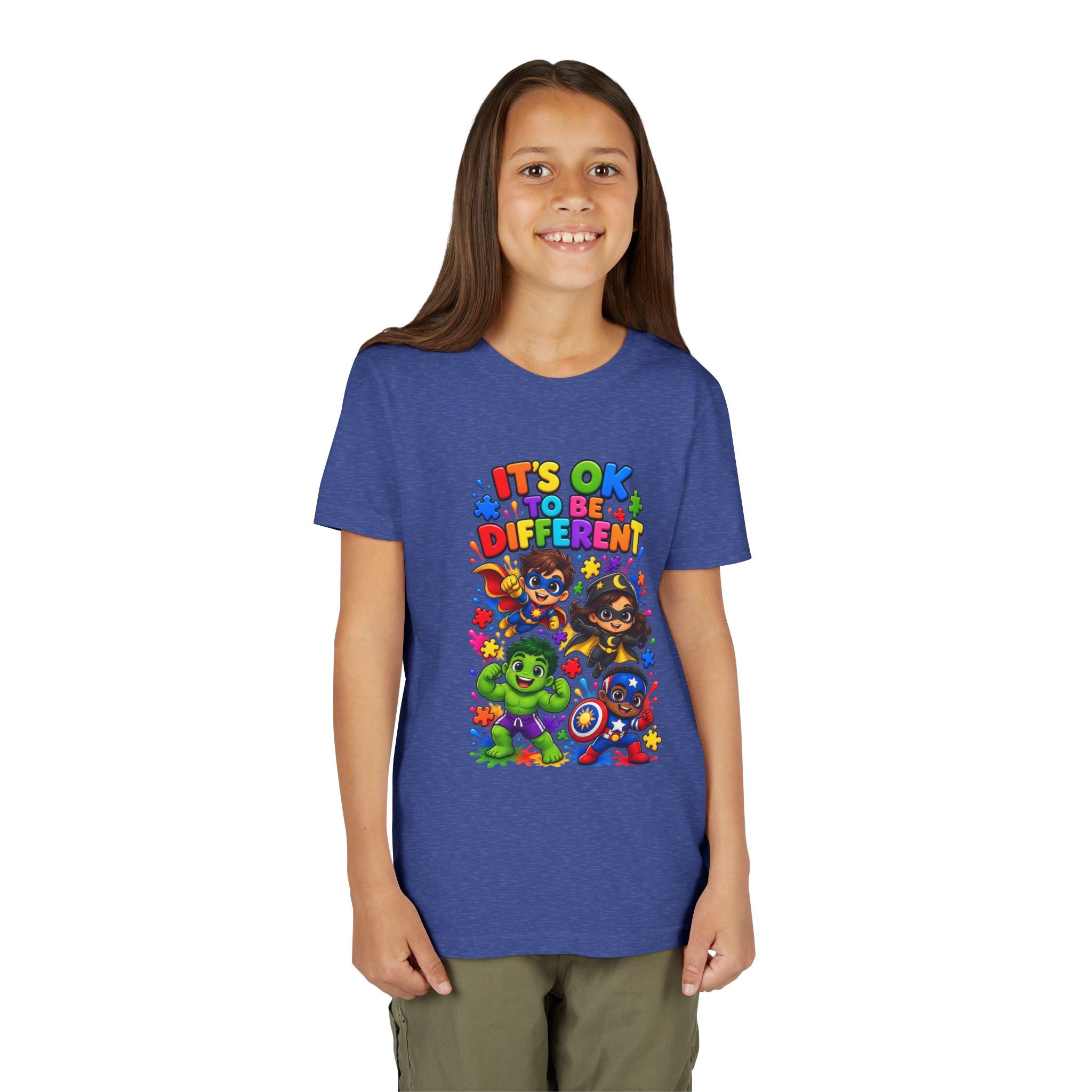 Kids T-Shirt — "It's OK to Be Different" Colorful Superhero Diversity Tee