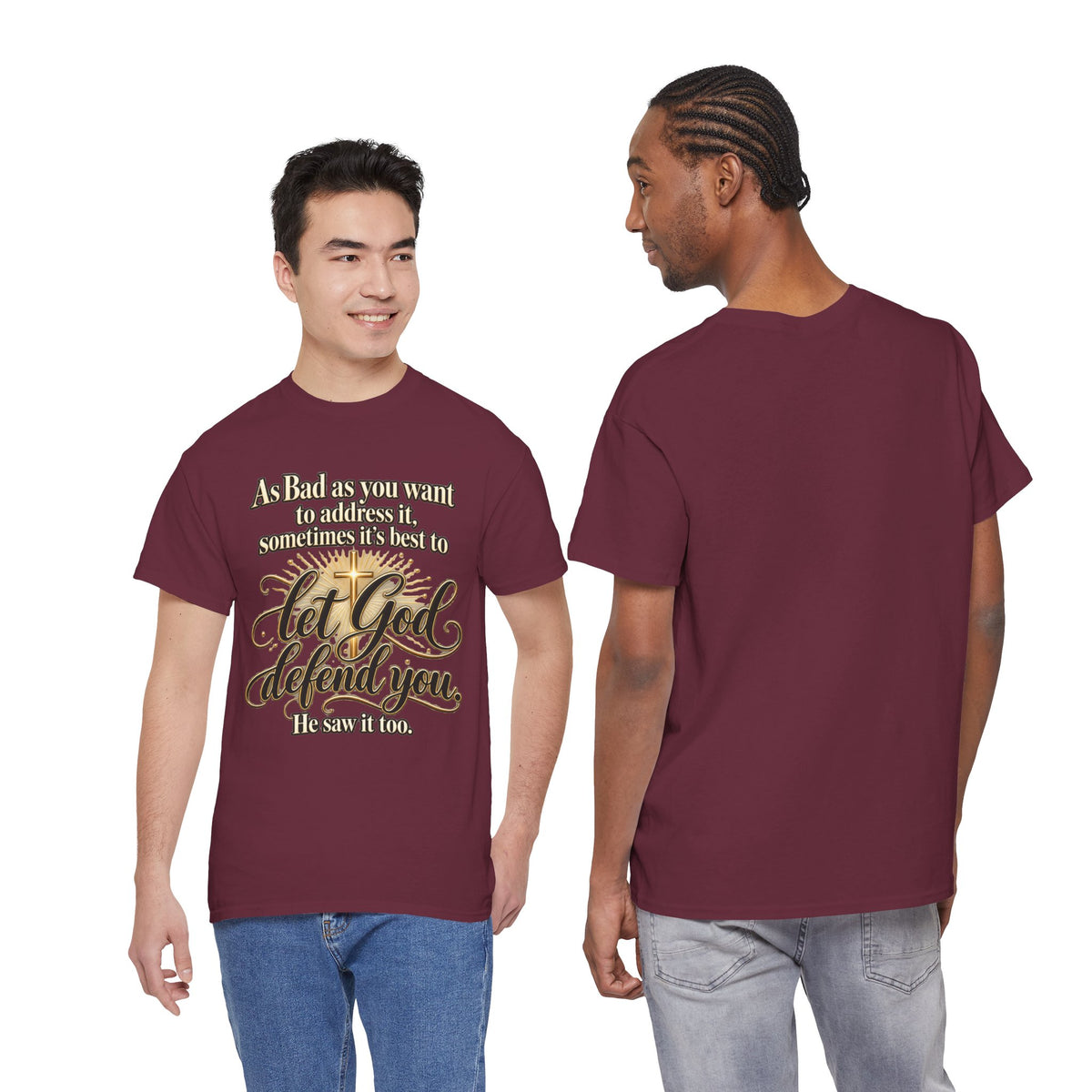 Let God Defend You Inspirational Christian T-Shirt