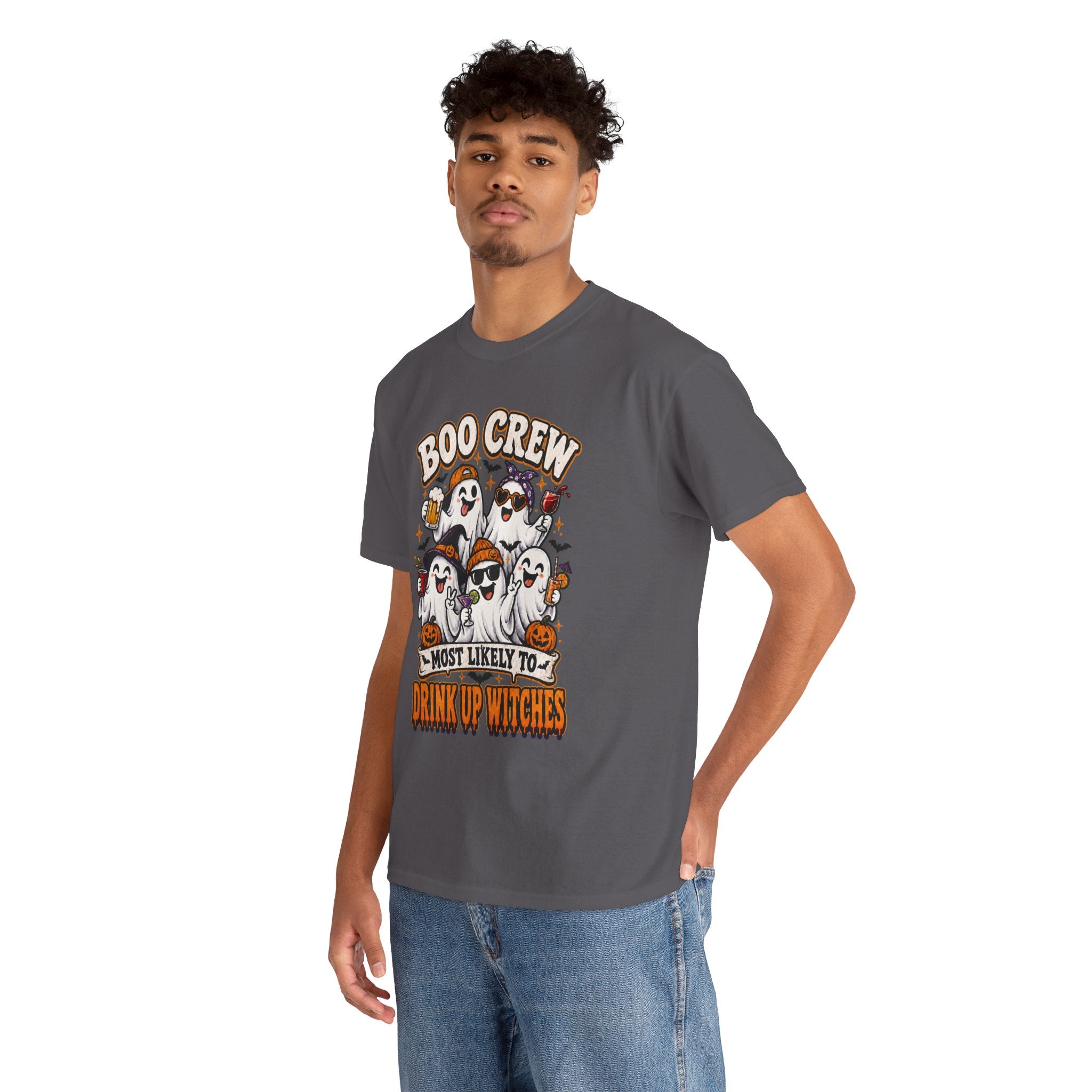 Boo Crew Halloween Tee — "Most Likely to Drink Up Witches" Ghost Party Shirt