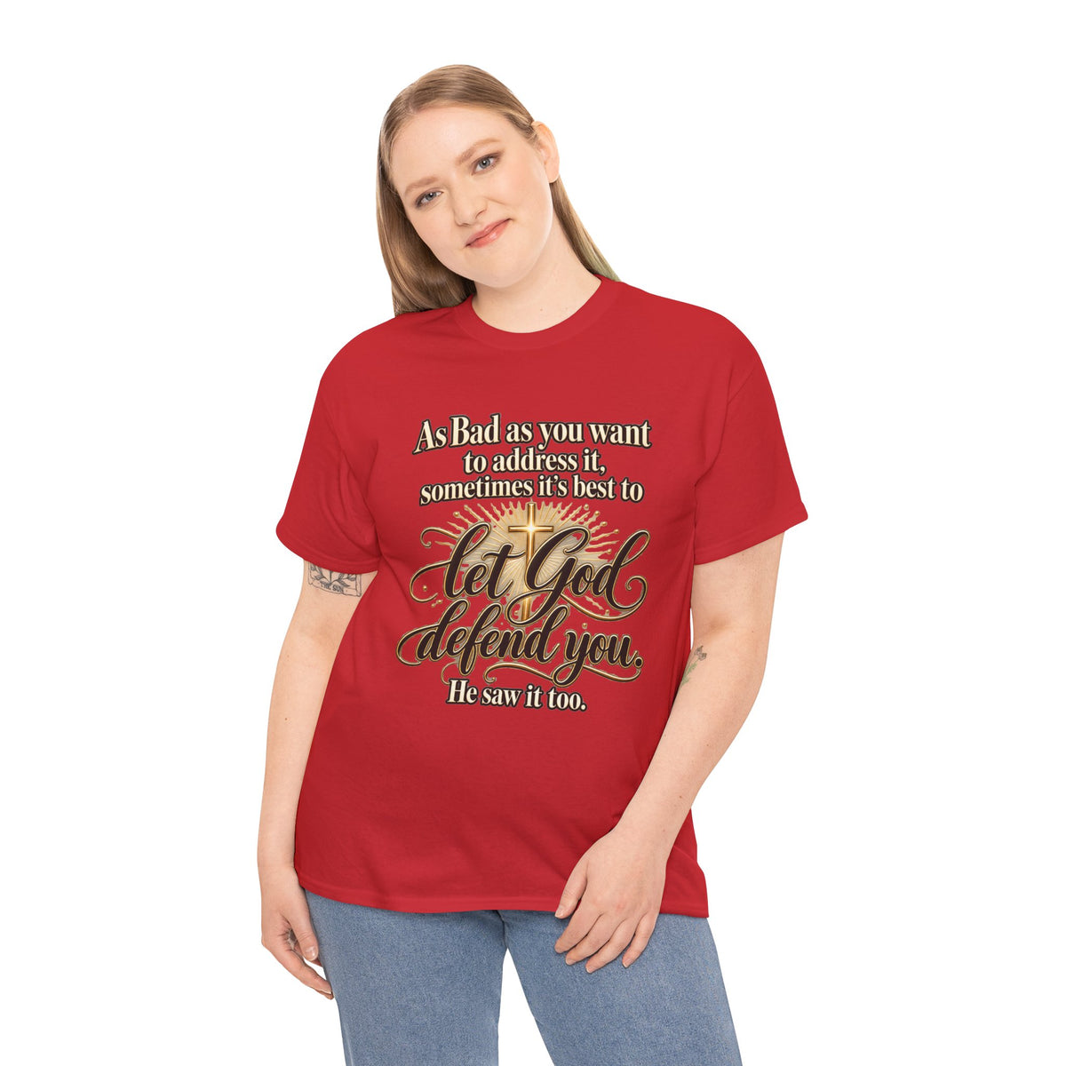 Let God Defend You Inspirational Christian T-Shirt